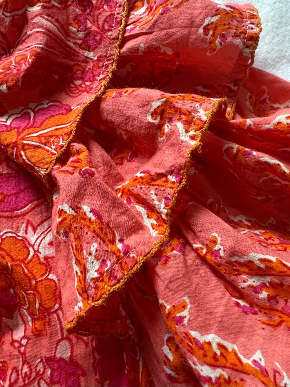 Uncle Frank Cotton Cottagecore Block Print Mini Ruffle Hem Boho Size Small - Picture 10 of 10